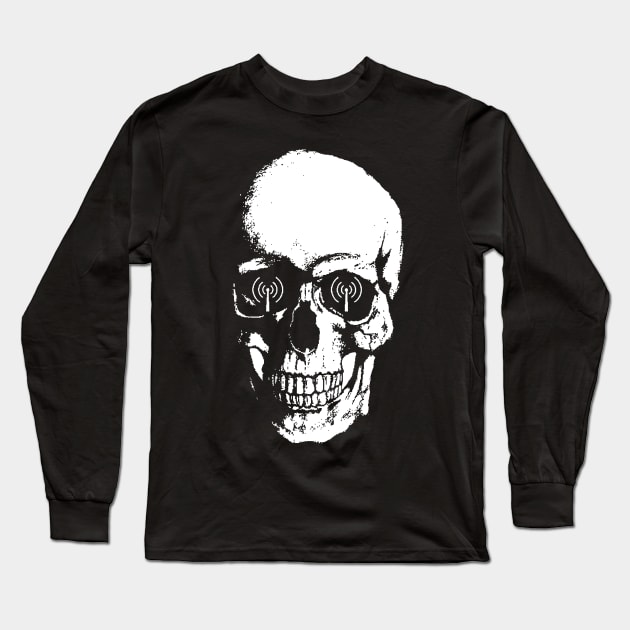 Large White Skull Long Sleeve T-Shirt by Secret Transmission Podcast